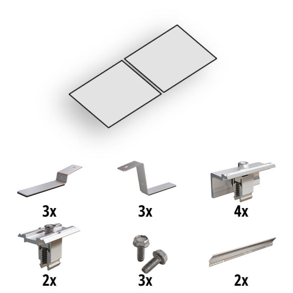 Prior PV flat roof mounting set 2x1 solar module
