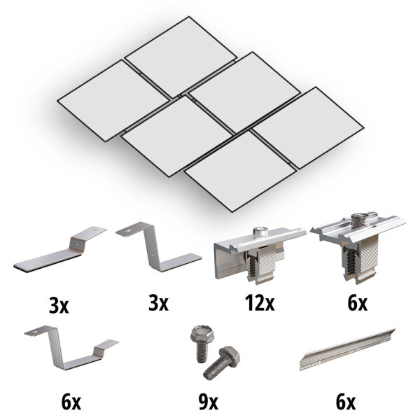 Prior PV flat roof mounting set 2x3 solar modules